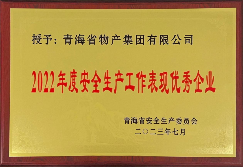 喜   報(bào)——集團(tuán)榮獲青海省2022年度安全生產(chǎn)工作表現(xiàn)優(yōu)秀企業(yè)榮譽(yù)稱號(hào)